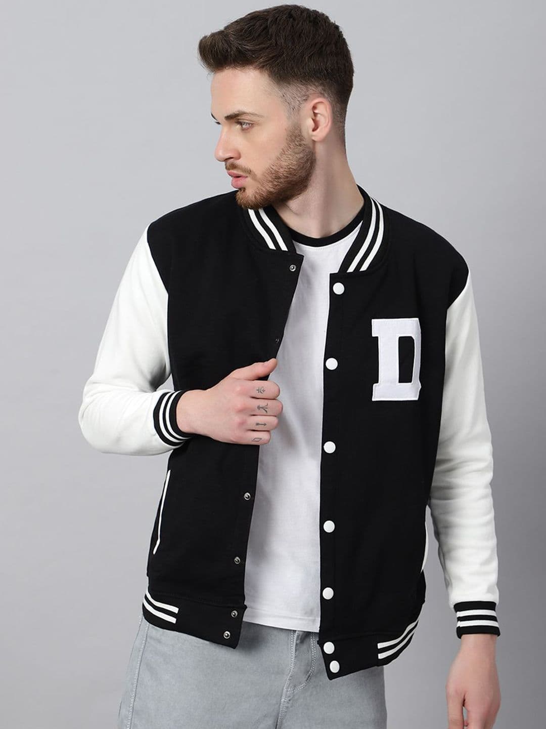 Be Savage Men Windcheater Outdoor Varsity Jacket with Patchwork - view 1
