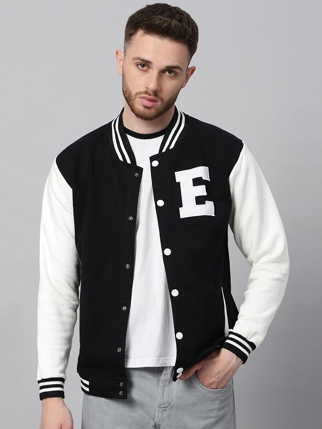 Be Savage Men Windcheater Outdoor Varsity Jacket with Patchwork - view 1