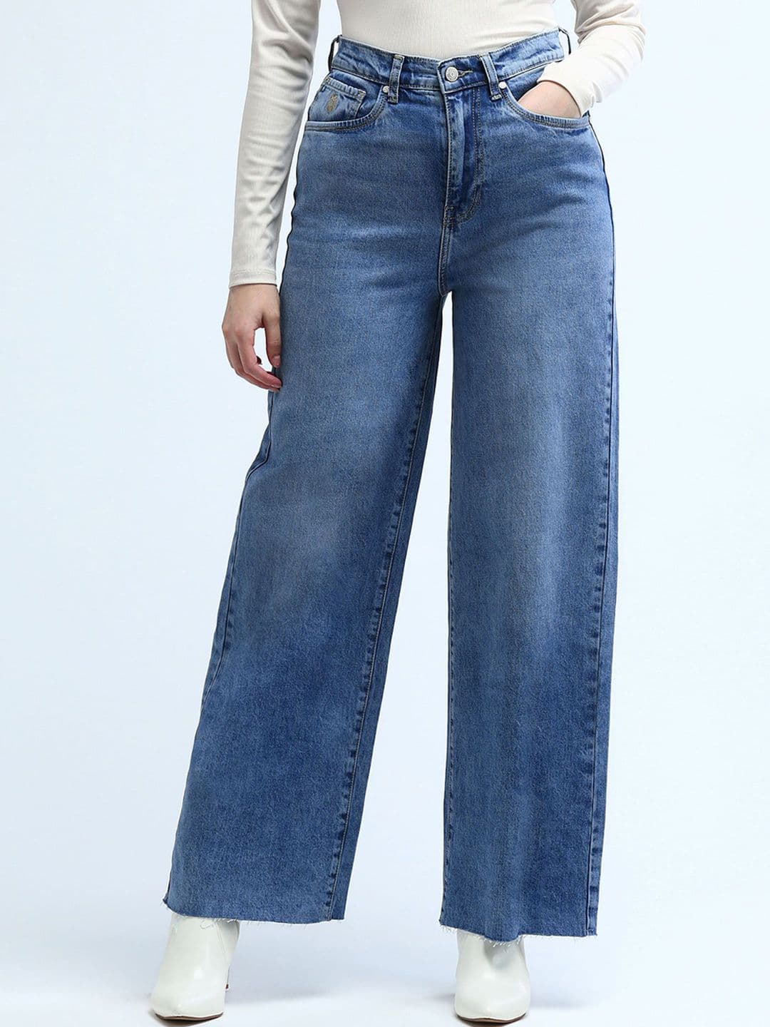 U.S. Polo Assn. Women Women Wide Leg High-Rise Light Fade Stretchable Jeans - view 1
