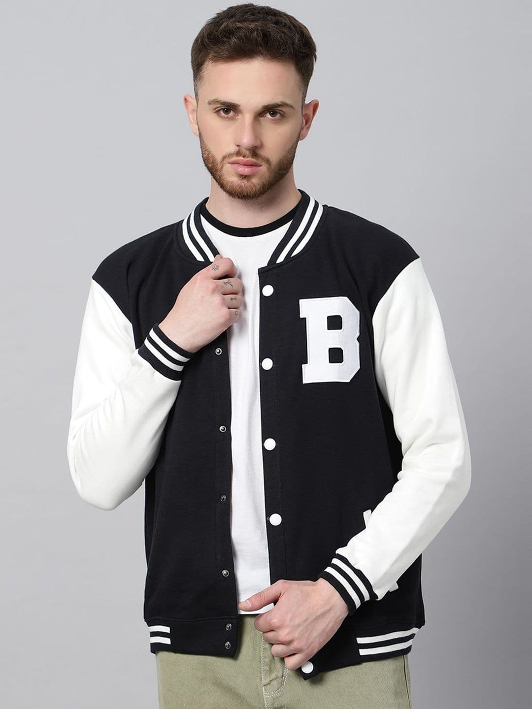 Be Savage Men Varsity Jacket with Patchwork - view 1