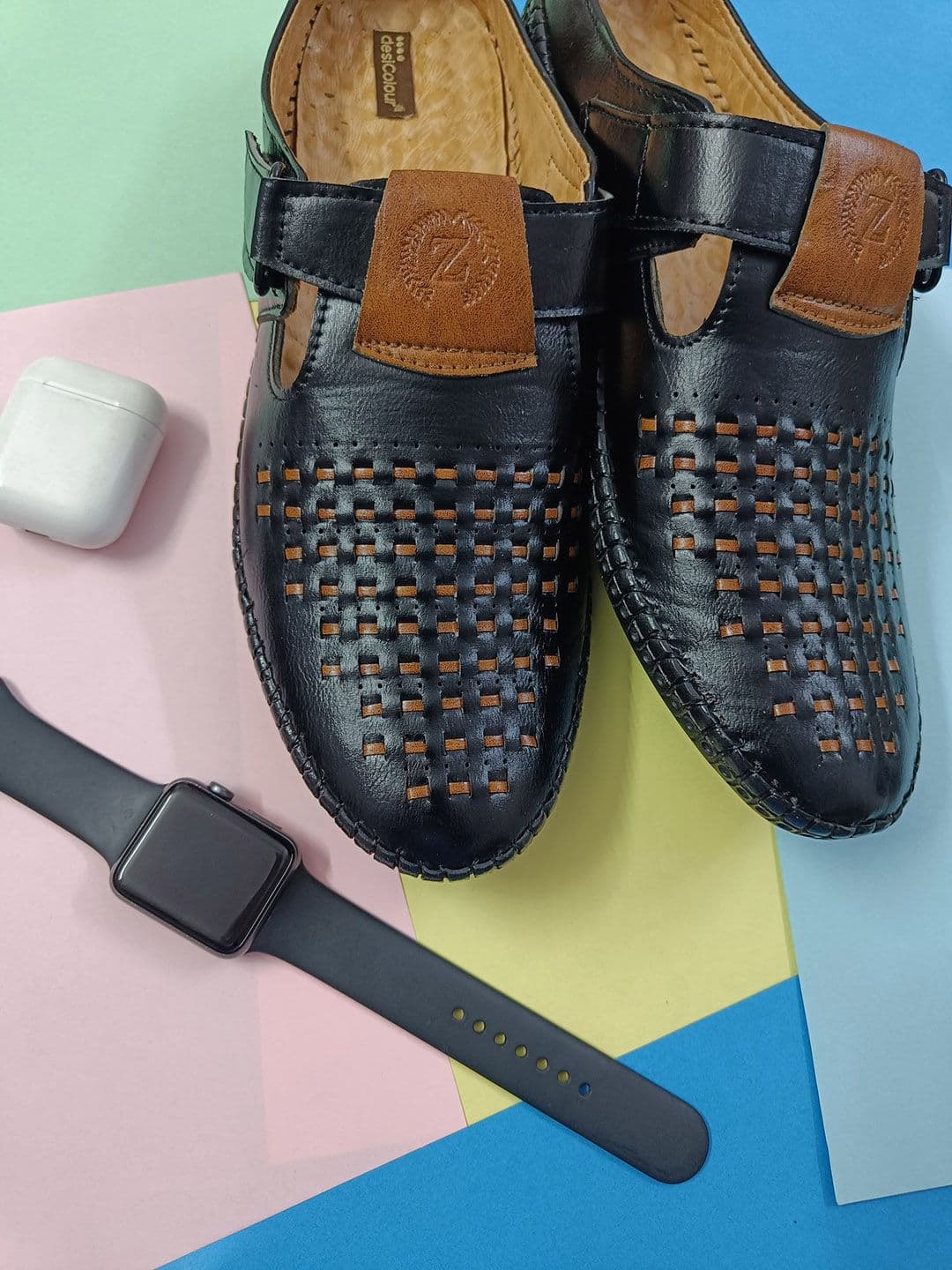 DESI COLOUR Men Textured Shoe-Style Sandals - view 1