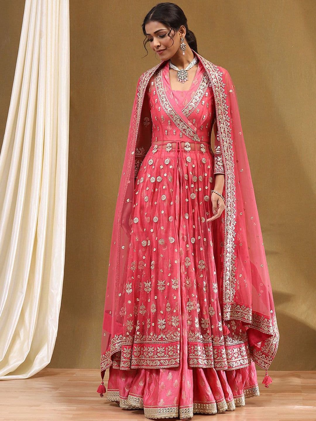 Biba Embroidered Net Republic Day Ready to Wear Lehenga With Choli & Dupatta - view 1
