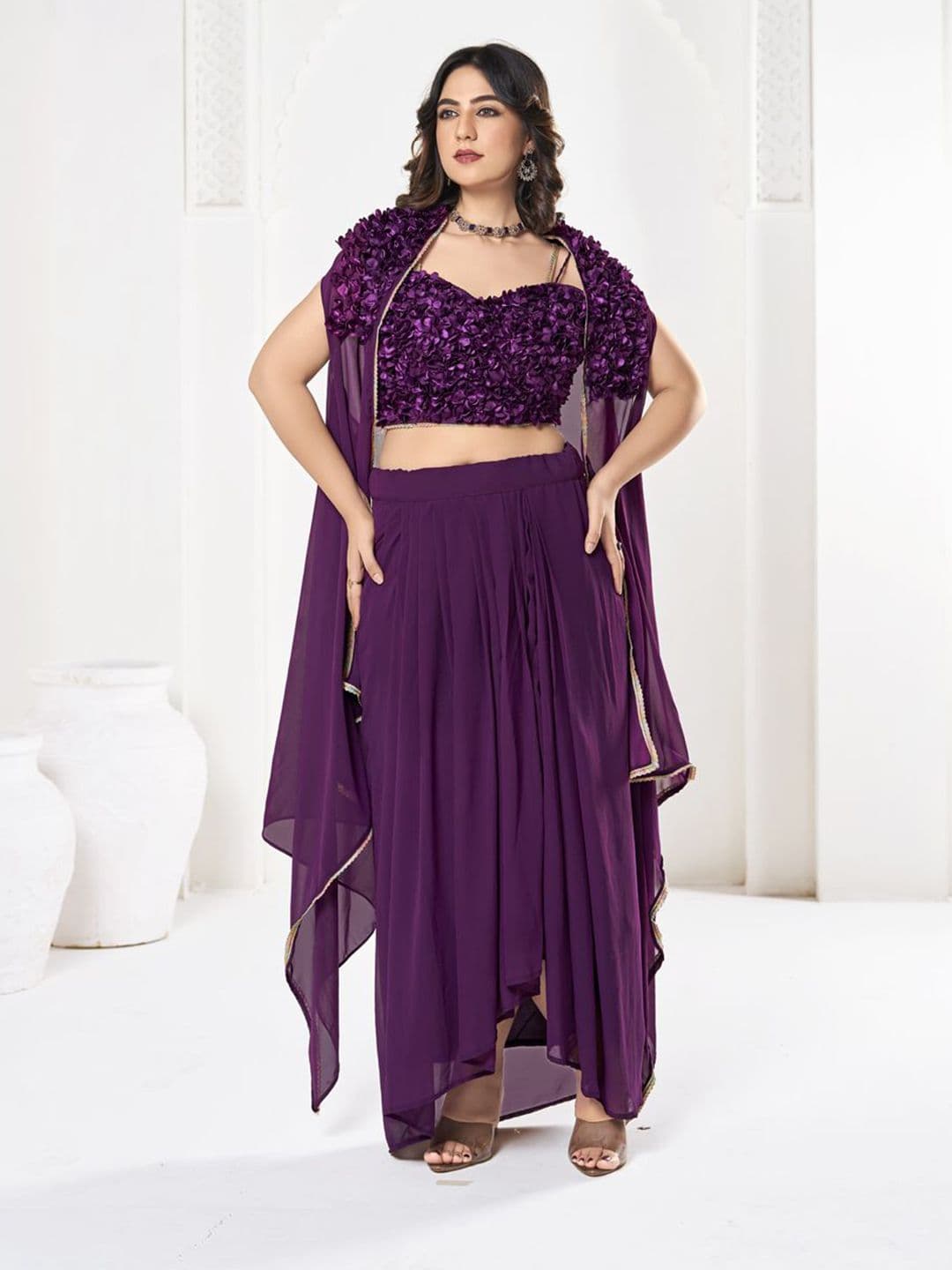 Warthy Ent Embroidered Semi-Stitched Lehenga & Unstitched Blouse With Dupatta - view 1