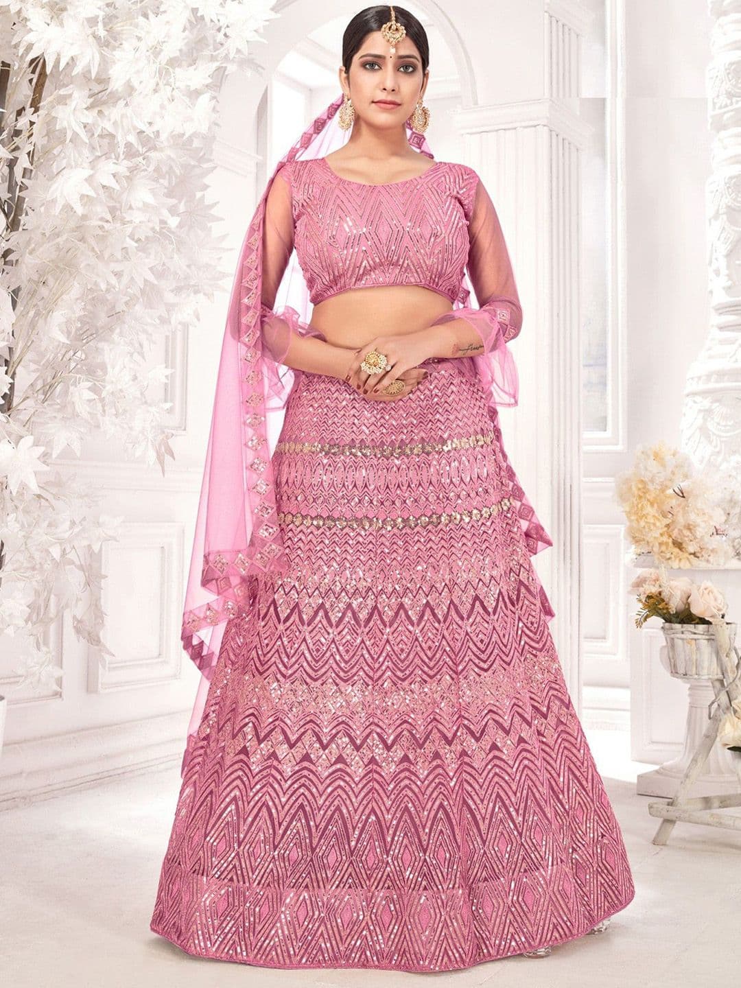 VARNI FABRICS Embroidered Semi-Stitched Lehenga & Unstitched Blouse With Dupatta - view 1