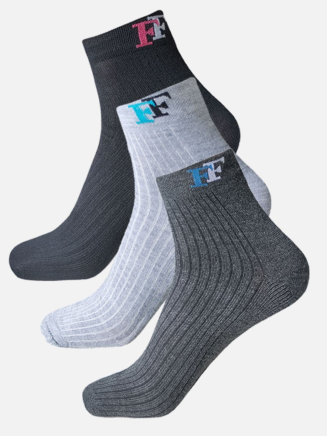 FIMS Men Pack Of 3 Striped Ankle Length Socks - view 1