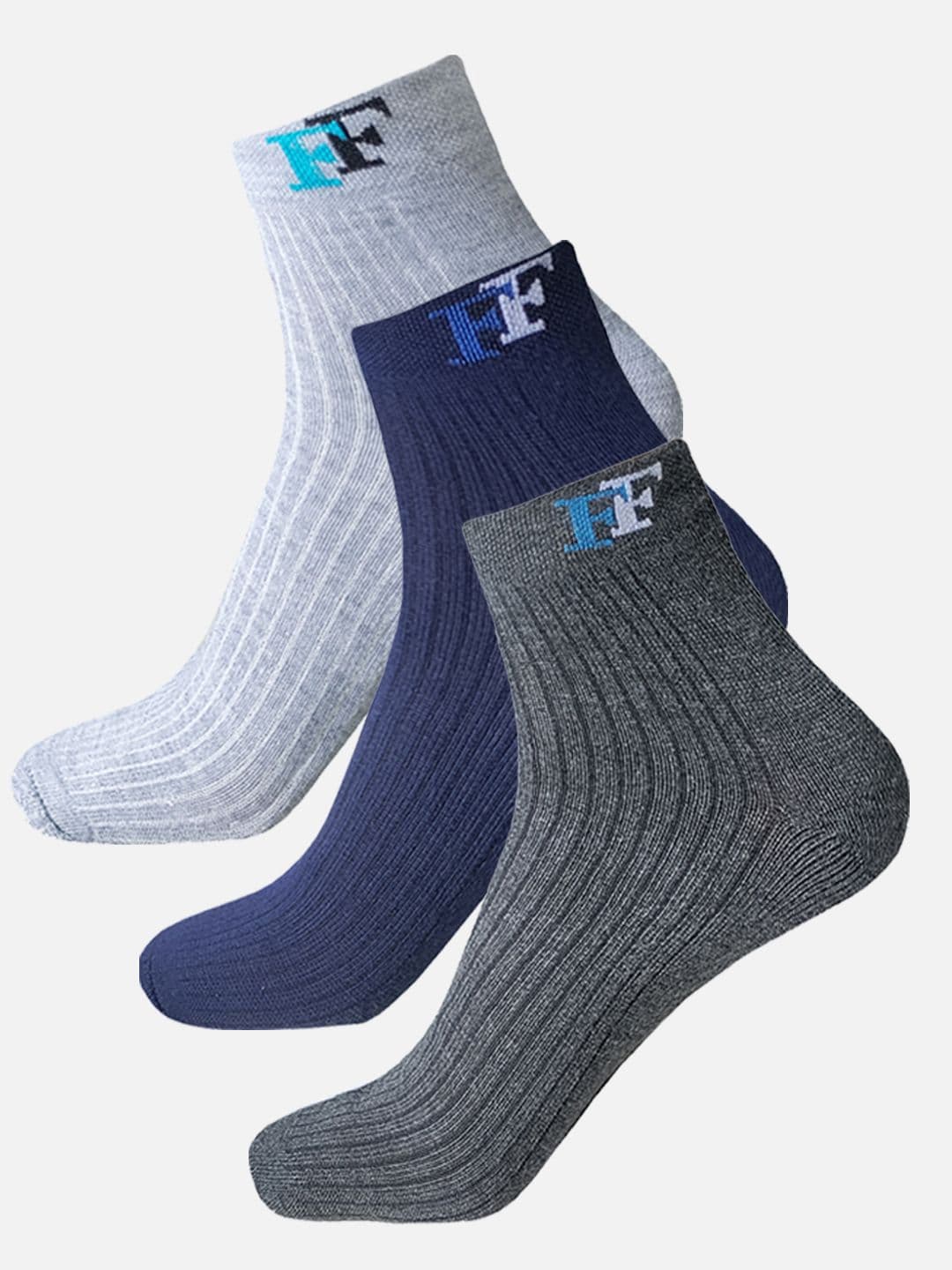 FIMS Men Pack Of 3 Patterned Cotton Ankle-Length Socks - view 1