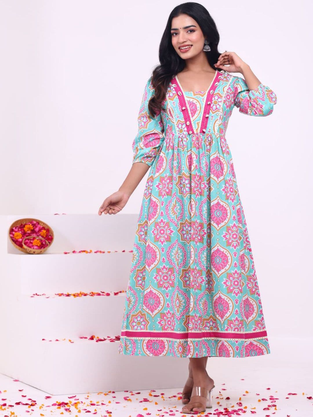 KALINI Floral Printed Regular Cotton Anarkali Kurta - view 1