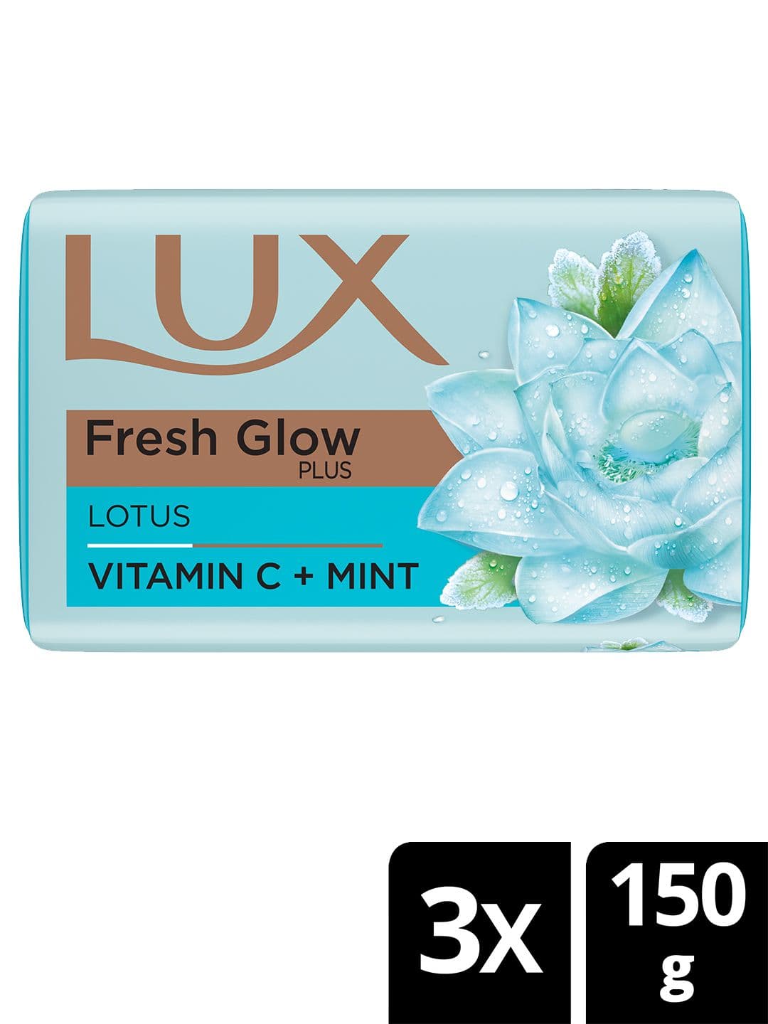 LUX Pack Of 3 Fresh Glow Plus Soap Bar With Vitamin C + MINT Lotus - 450 g - view 1