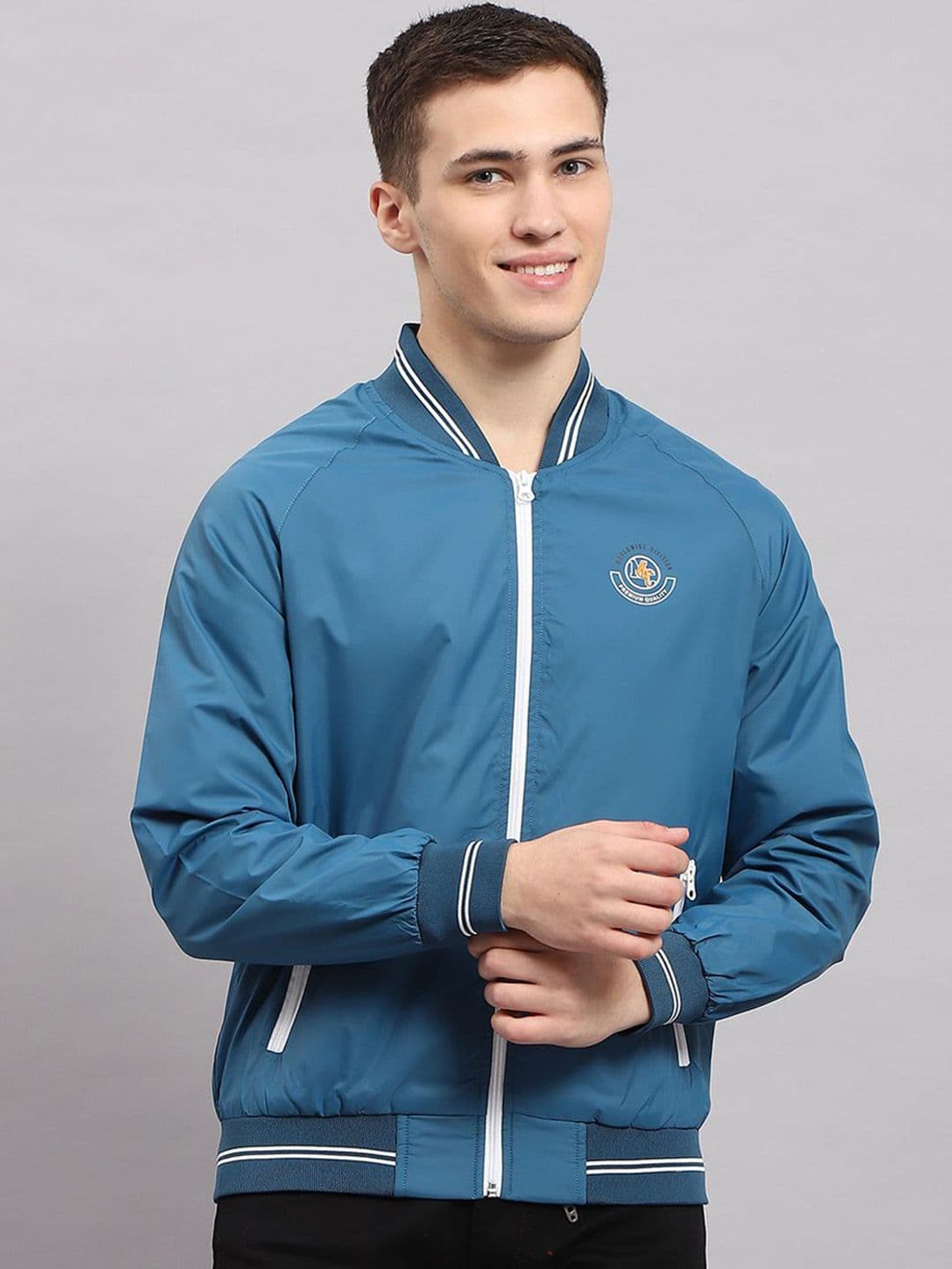 Monte Carlo Men Solid Mock Collar Bomber Jacket - view 1
