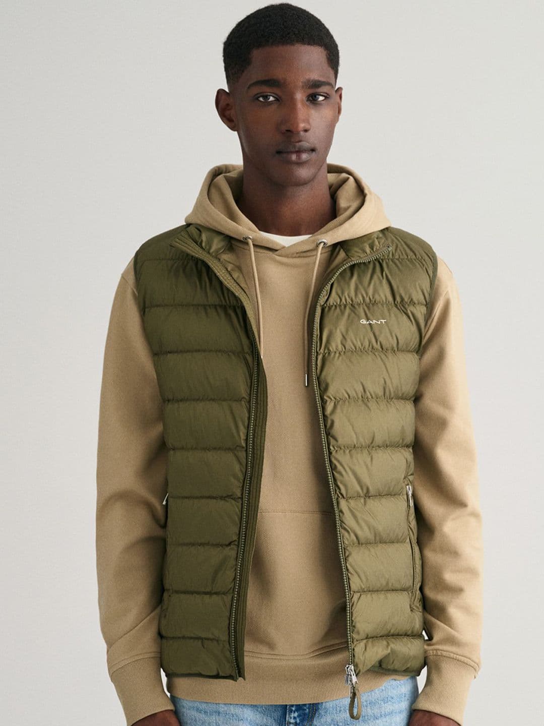 GANT Men Solid Stand Collar Sleeveless Puffer Jacket - view 1