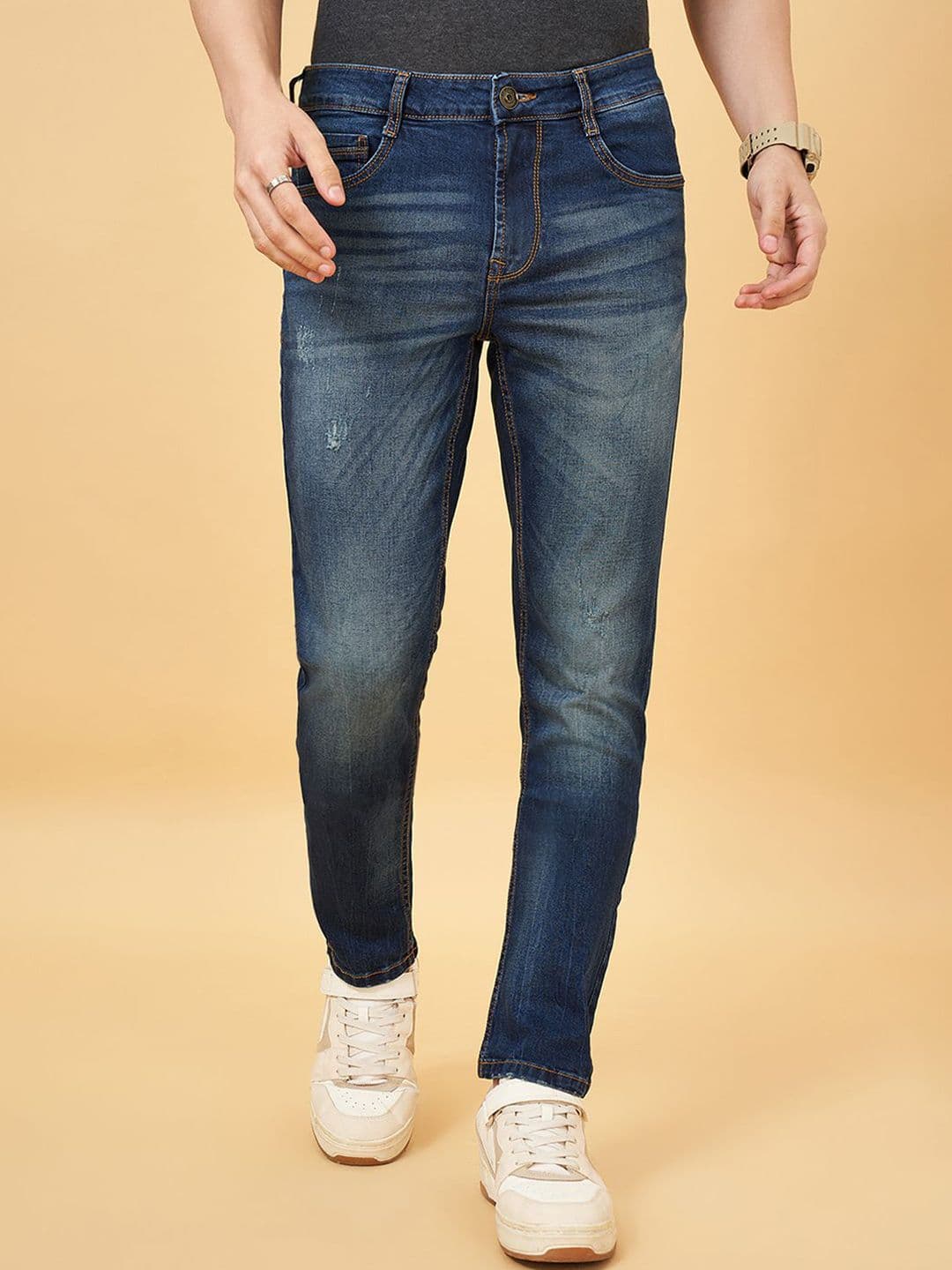 SF JEANS by Pantaloons Men Regular Fit Mildly Distressed Heavy Fade Jeans - view 1