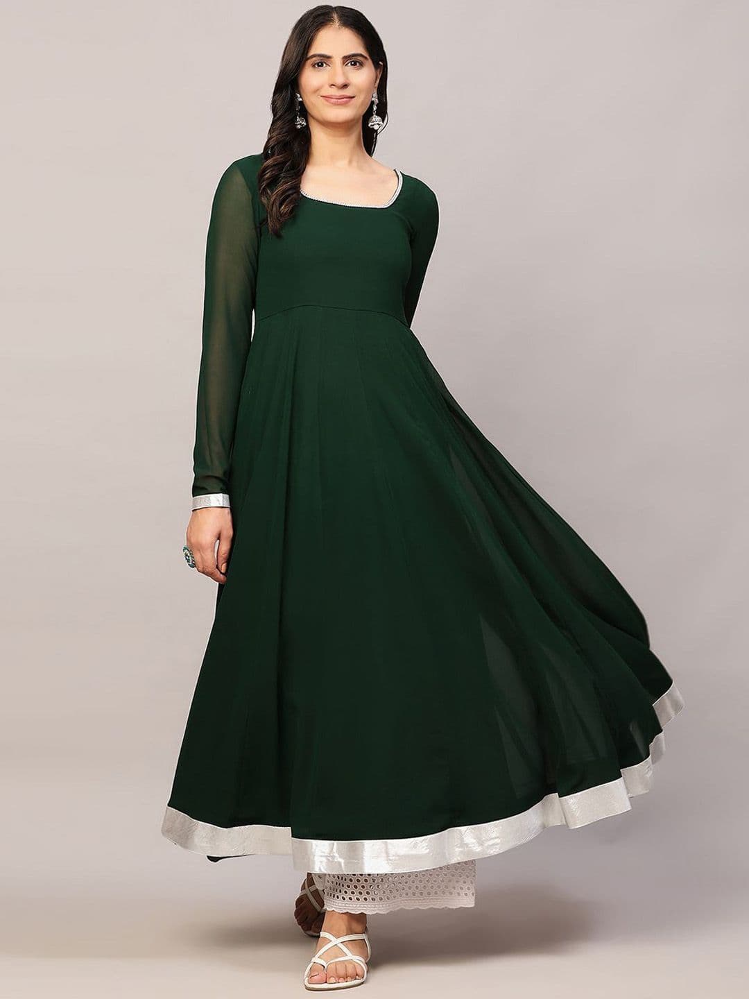 Poshak Hub Beads and Stones Georgette Anarkali Kurta - view 1