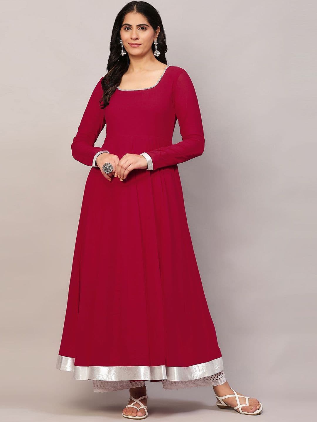 Poshak Hub Beads and Stones Georgette Anarkali Kurta - view 1