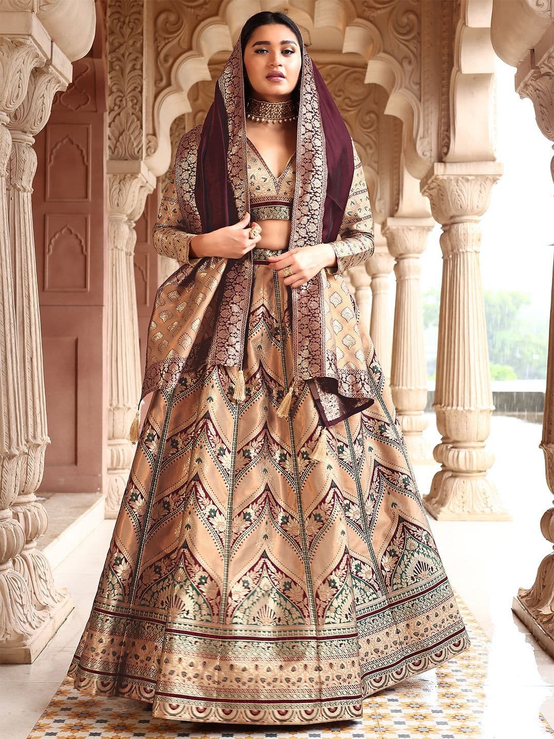 PURVAJA Ready to Wear Lehenga & Unstitched Blouse With Dupatta - view 1