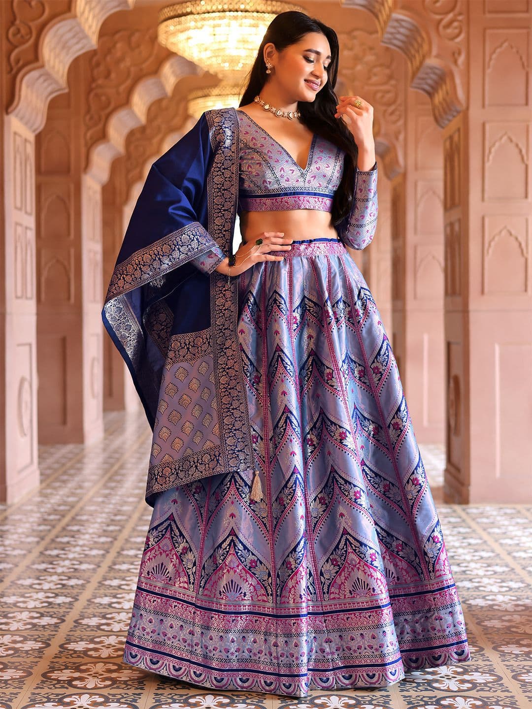 PURVAJA Ready to Wear Lehenga & Unstitched Blouse With Dupatta - view 1