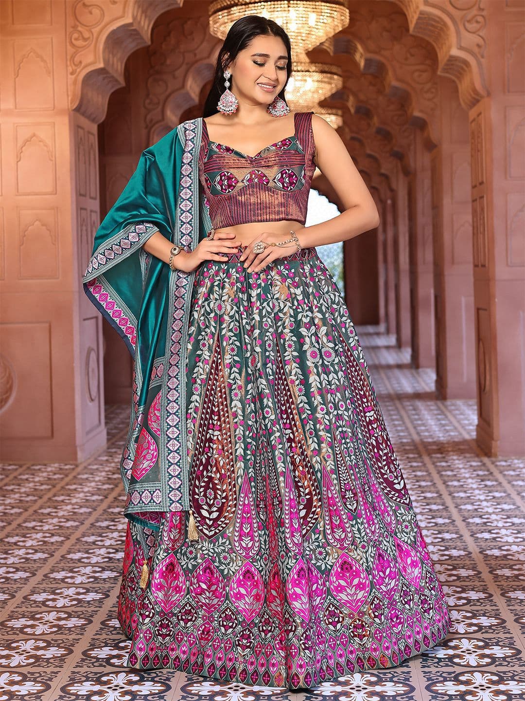 PURVAJA Ready to Wear Lehenga & Unstitched Blouse With Dupatta - view 1