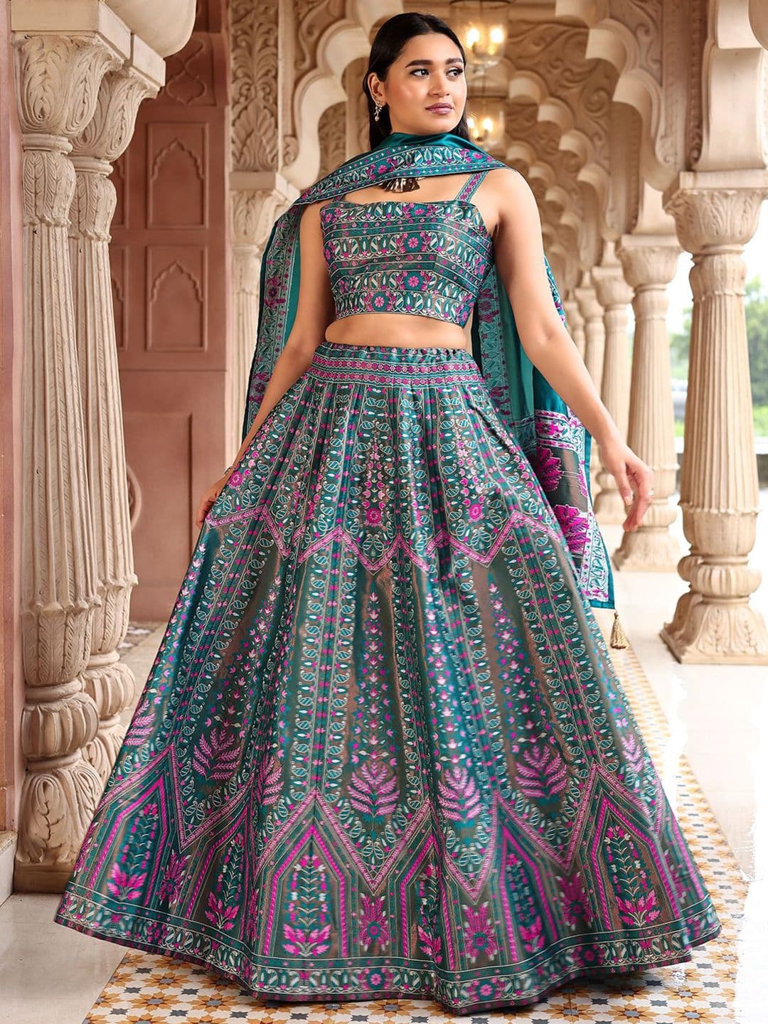 PURVAJA Ready to Wear Lehenga & Unstitched Blouse With Dupatta - view 1