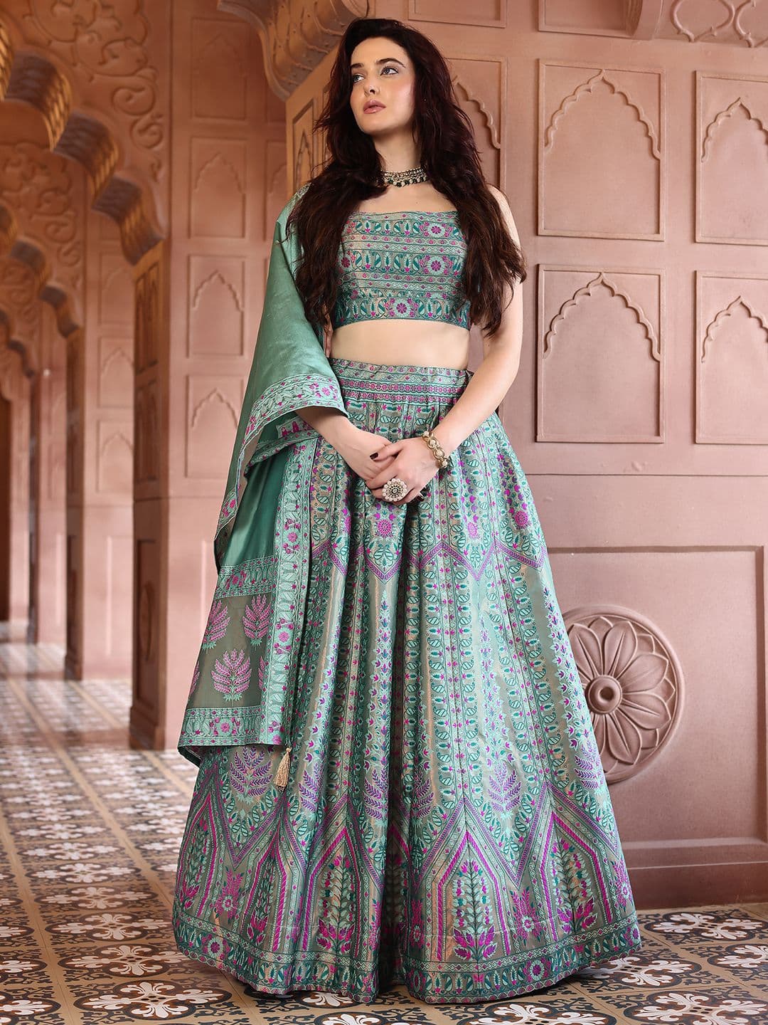 PURVAJA Ready to Wear Lehenga & Unstitched Blouse With Dupatta - view 1