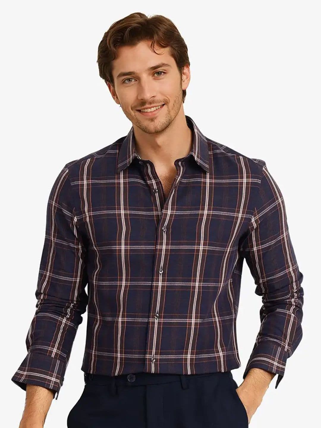 RARE RABBIT Men Comfort Spread Collar Checked Casual Shirt - view 1