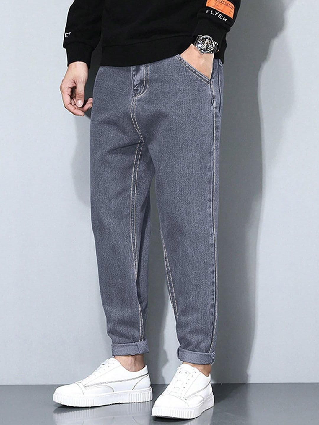Ben Martin Men Carrot Tapered Fit High-Rise Stretchable Jeans - view 1