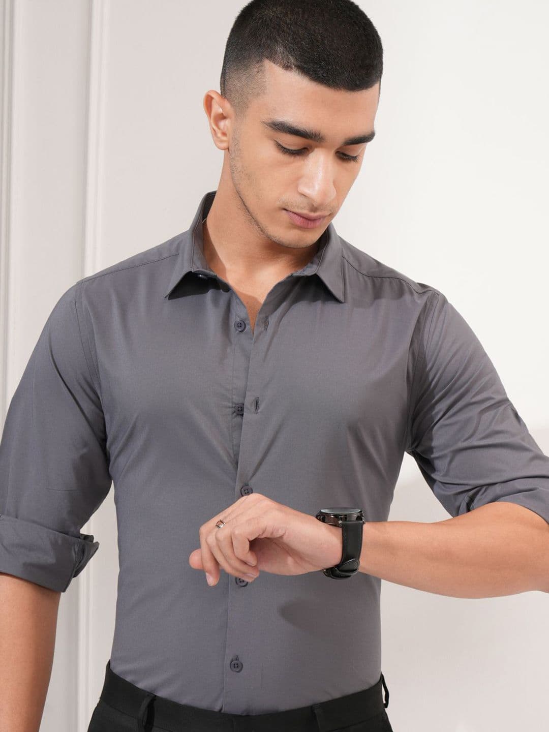Highlander Men Dusty Soft Stretch Solid Mui Occation Slim Fit Shirt - view 1