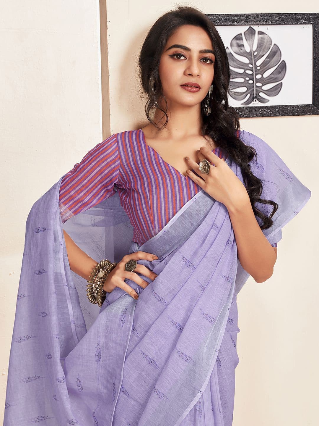 Satrani Ethnic Motifs Pure Cotton Ready to Wear Saree - view 1