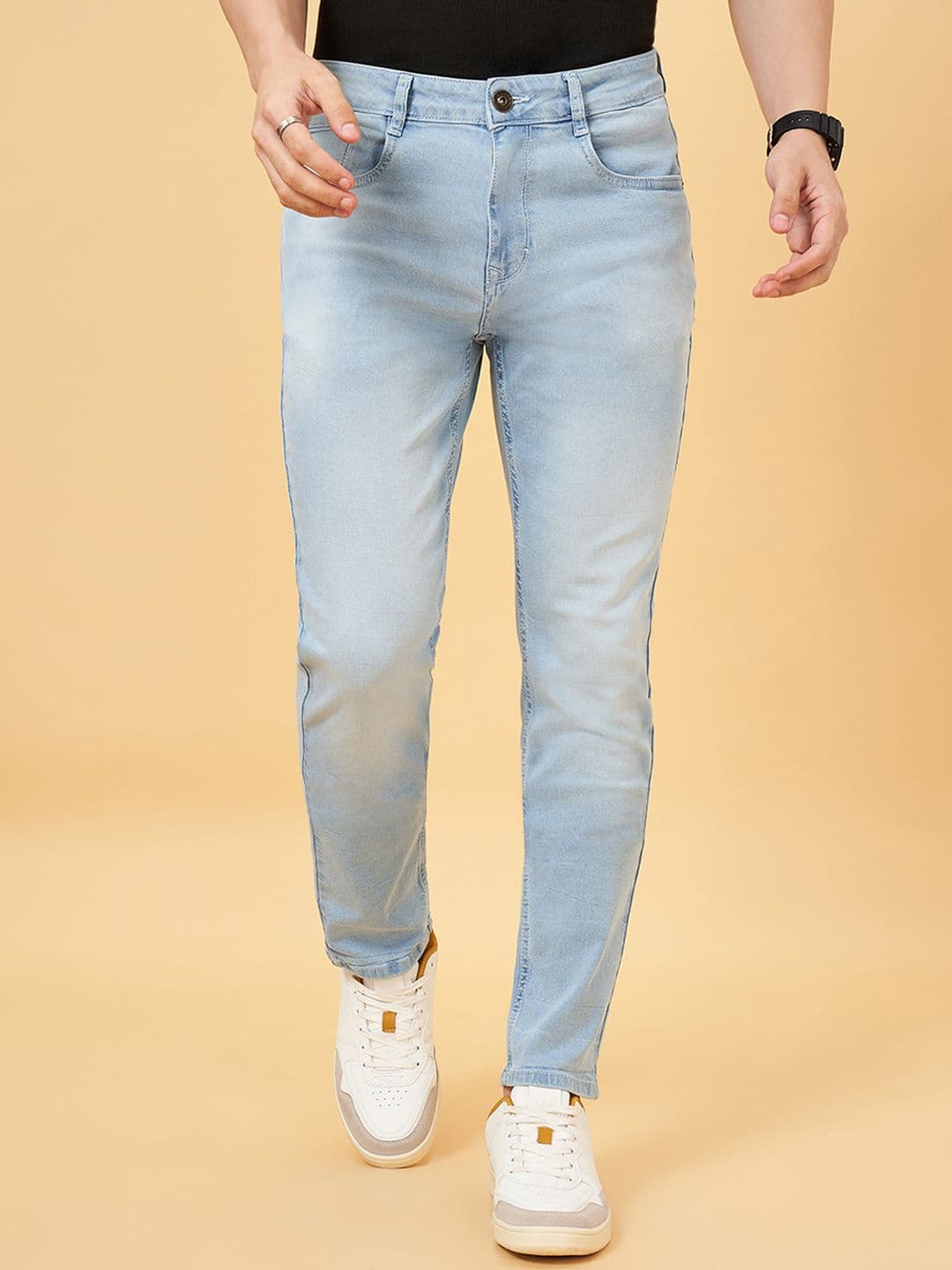 SF JEANS by Pantaloons Men Slim Fit Low Distress Heavy Fade Jeans - view 1