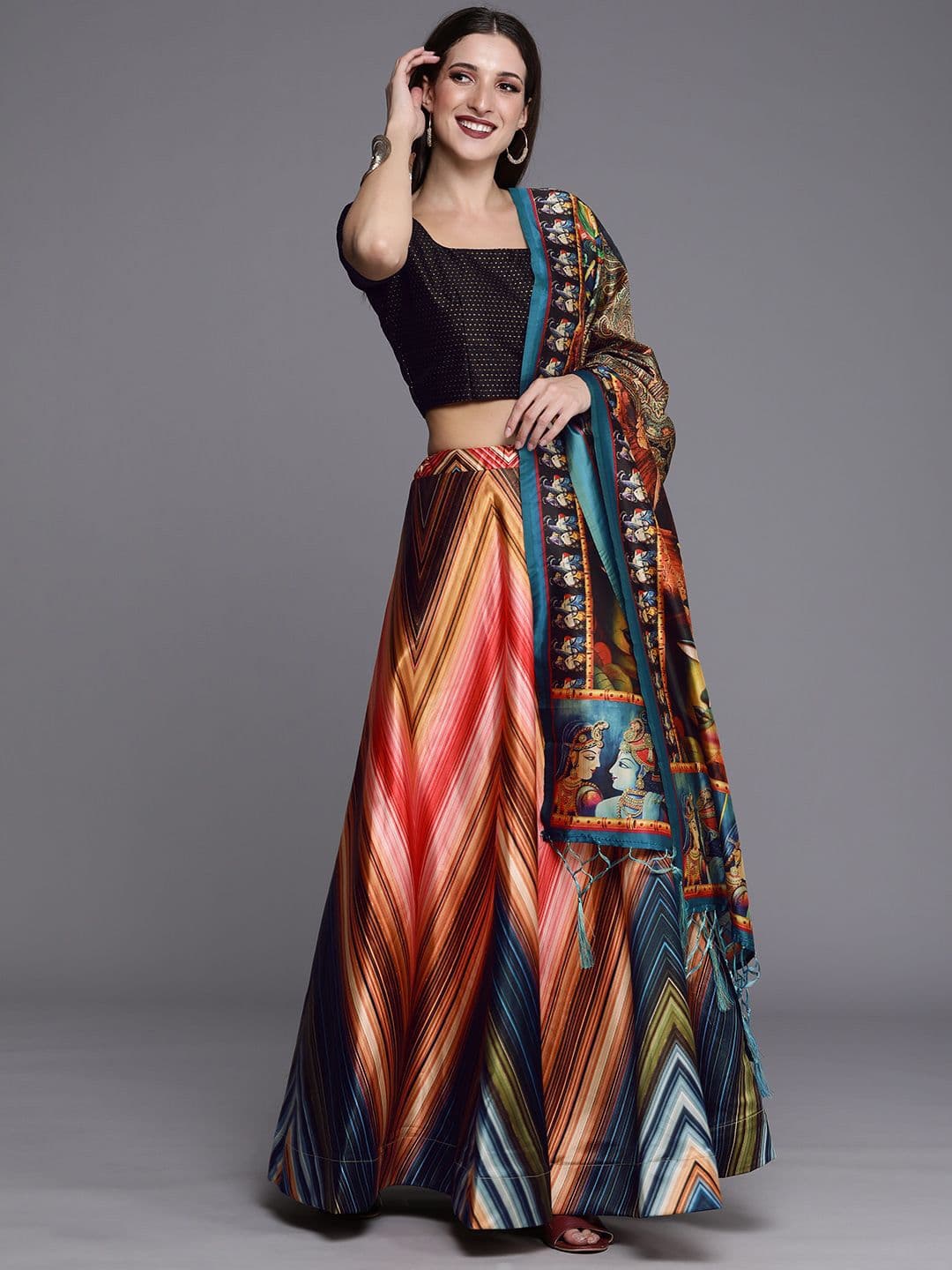 Kaizen TEXO FAB Printed Semi-Stitched Lehenga & Unstitched Blouse With Dupatta - view 1