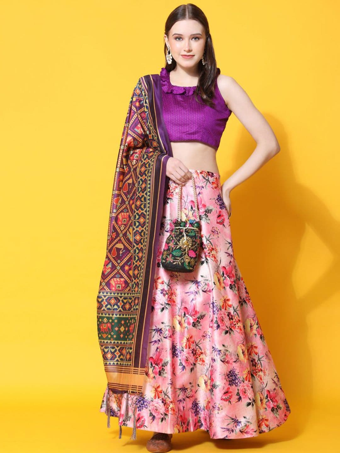 Kaizen TEXO FAB Digital Printed Semi-Stitched Lehenga & Unstitched Blouse With Dupatta - view 1