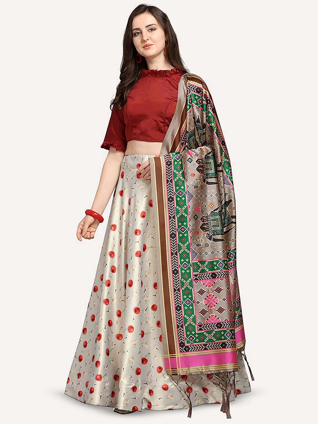 Kaizen TEXO FAB Printed Semi-Stitched Lehenga & Unstitched Blouse With Dupatta - view 1
