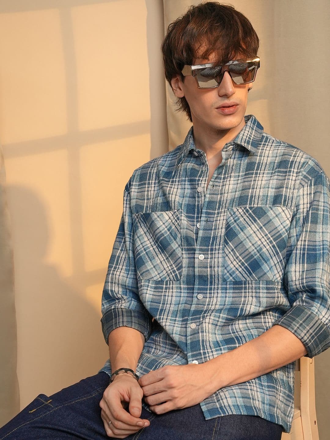 CAHOOT Men Comfort Spread Collar Tartan Checked Polycotton Casual Shirt - view 1