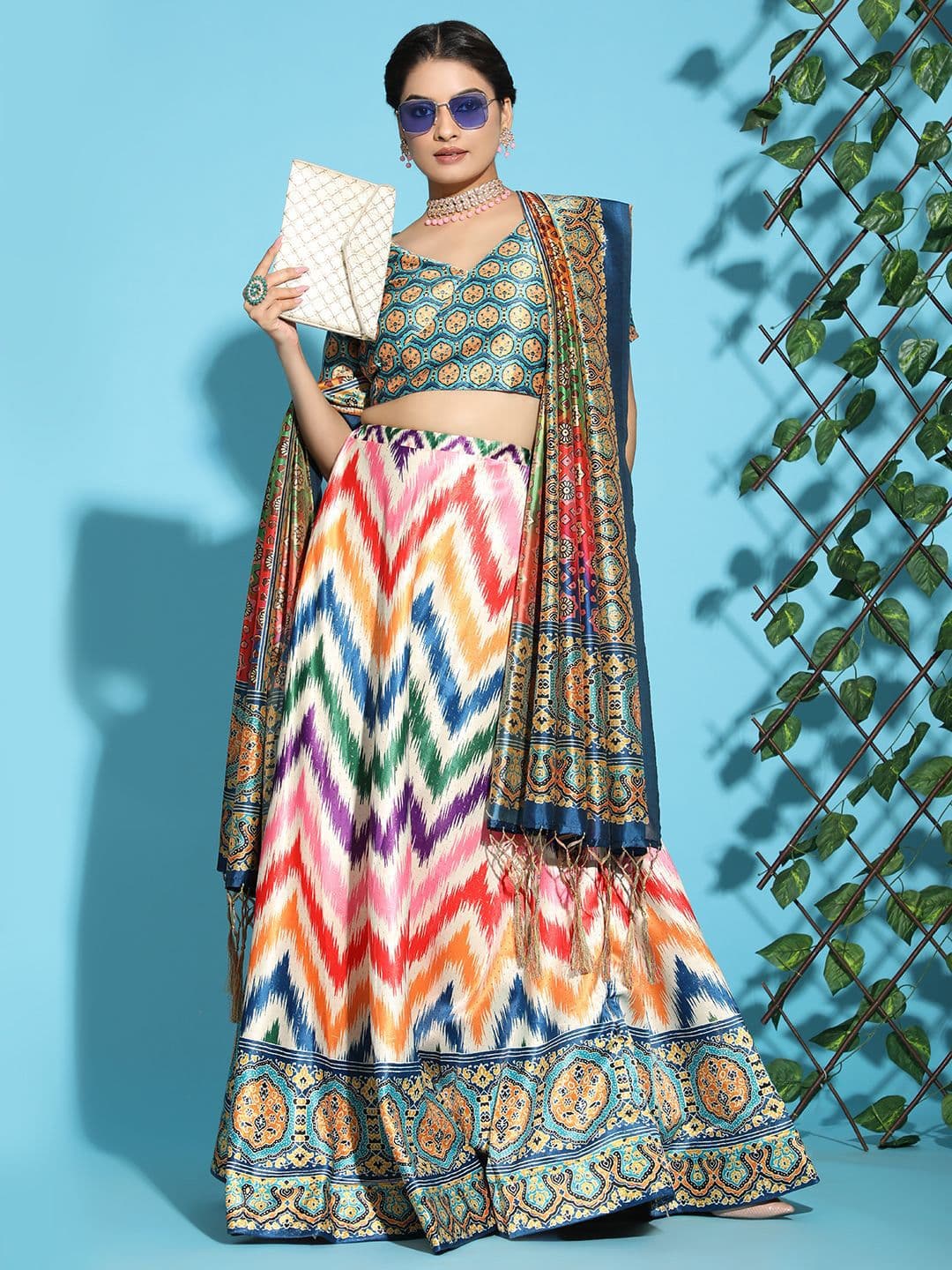Kaizen TEXO FAB Printed Semi-Stitched Lehenga & Unstitched Blouse With Dupatta - view 1