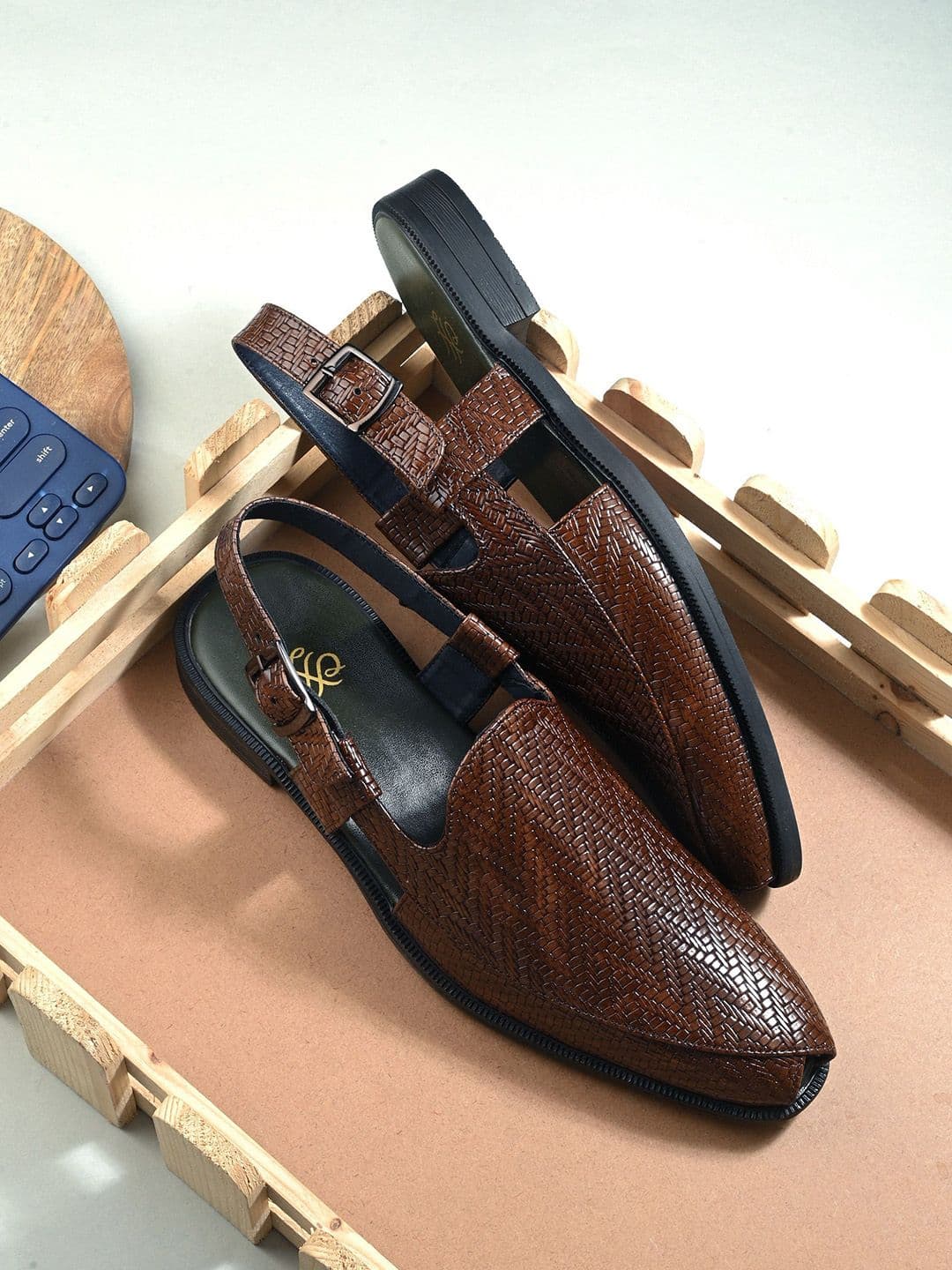 House of Pataudi Men Textured Shoe Style Sandals - view 1