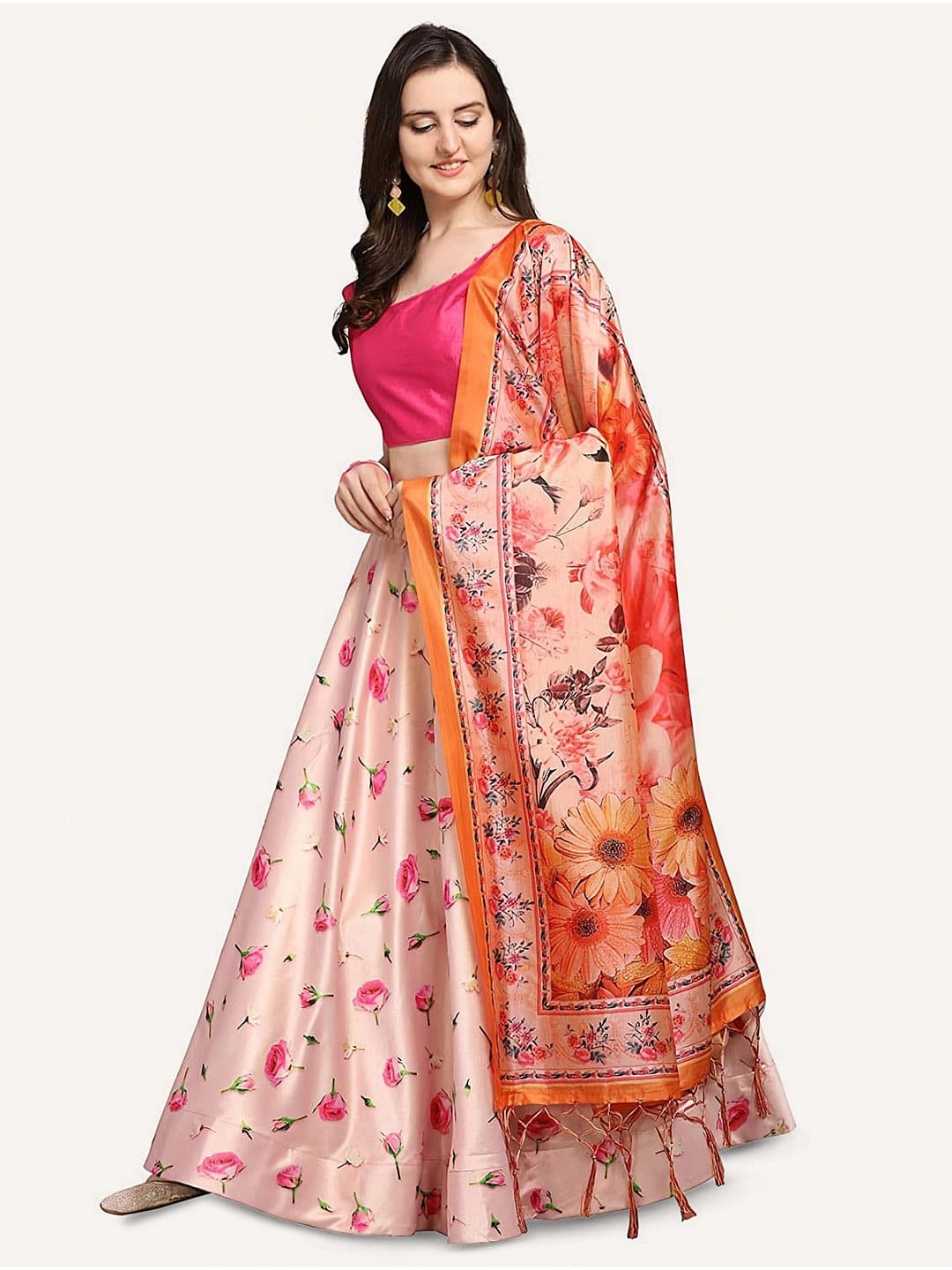 Kaizen TEXO FAB Printed Semi-Stitched Lehenga & Unstitched Blouse With Dupatta - view 1