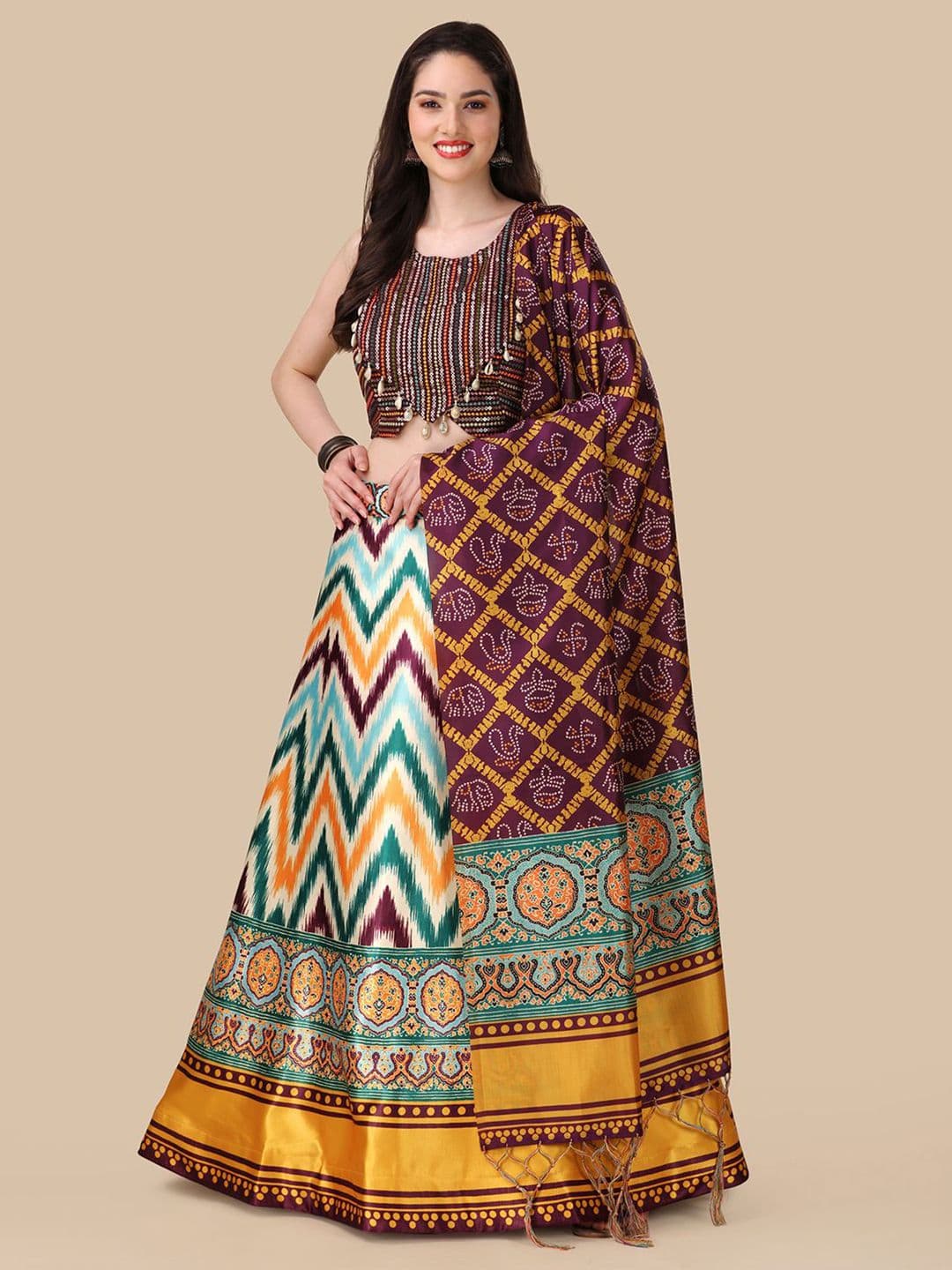 Kaizen TEXO FAB Printed Semi-Stitched Lehenga & Unstitched Blouse With Dupatta - view 1