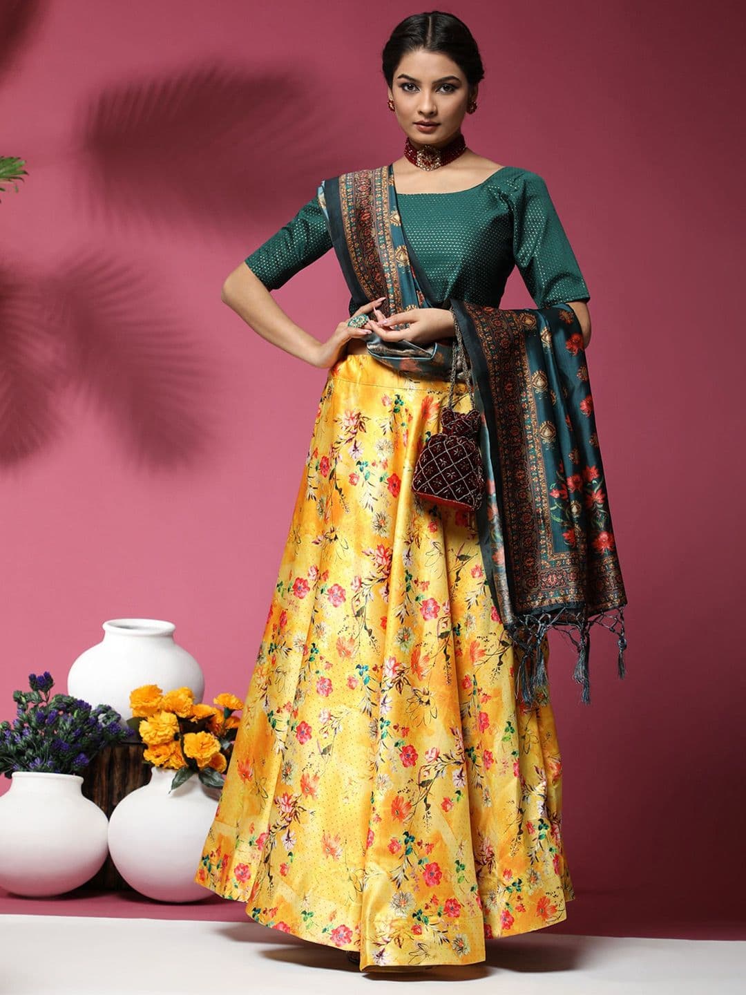 Kaizen TEXO FAB Printed Semi-Stitched Lehenga & Unstitched Blouse With Dupatta - view 1
