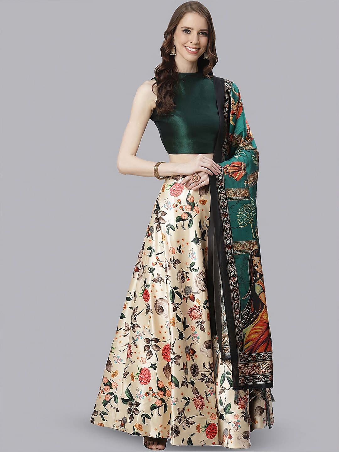 Kaizen TEXO FAB Printed Semi-Stitched Lehenga & Unstitched Blouse With Dupatta - view 1