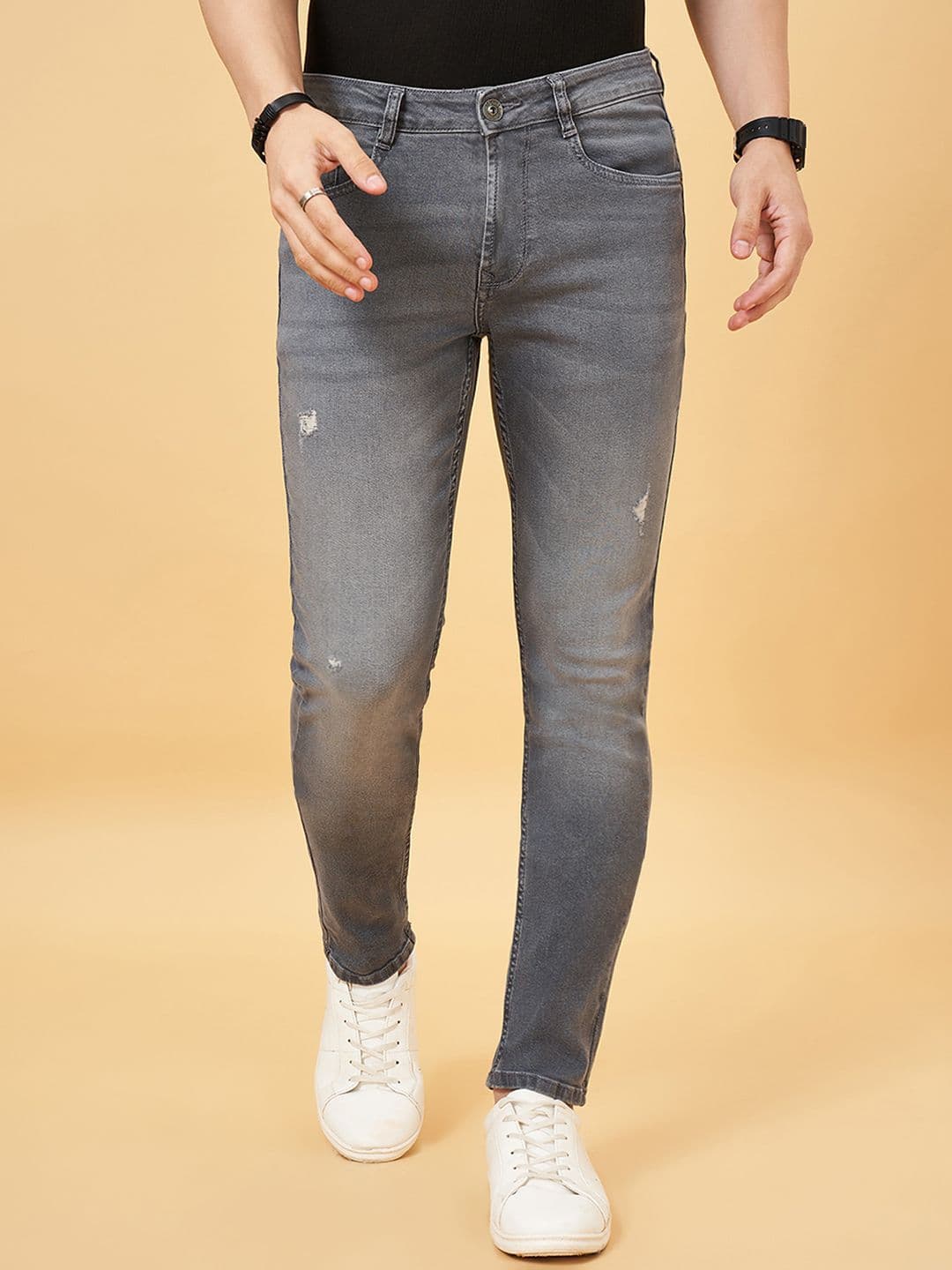 SF JEANS by Pantaloons Men Skinny Fit Low Distress Heavy Fade Jeans - view 1