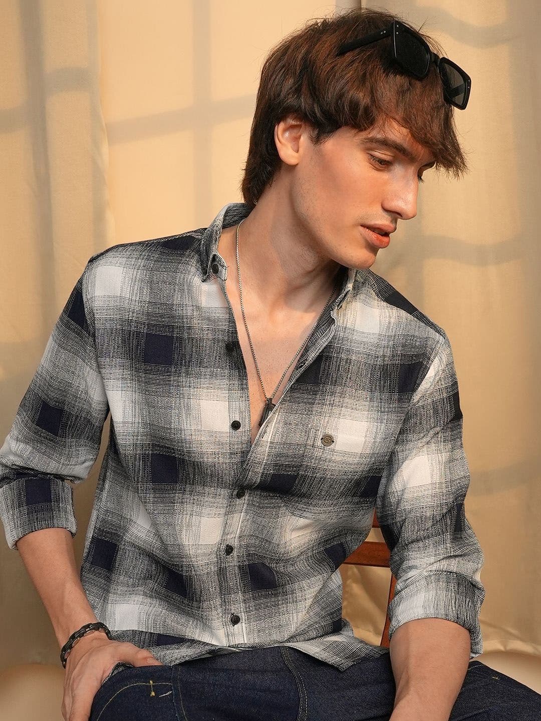 CAHOOT Men Comfort Spread Collar Tartan Checked Polycotton Casual Shirt - view 1