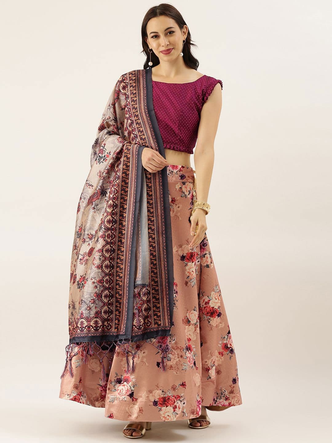 Kaizen TEXO FAB Printed Semi-Stitched Lehenga & Unstitched Blouse With Dupatta - view 1