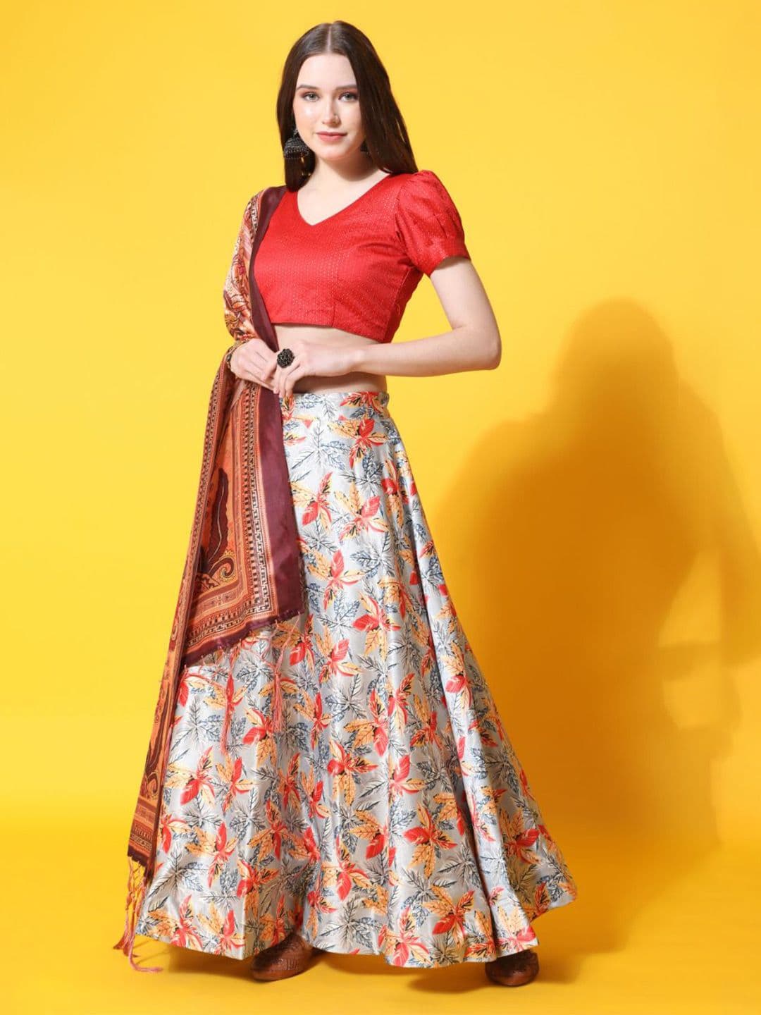 Kaizen TEXO FAB Semi-Stitched Lehenga & Unstitched Blouse With Dupatta - view 1