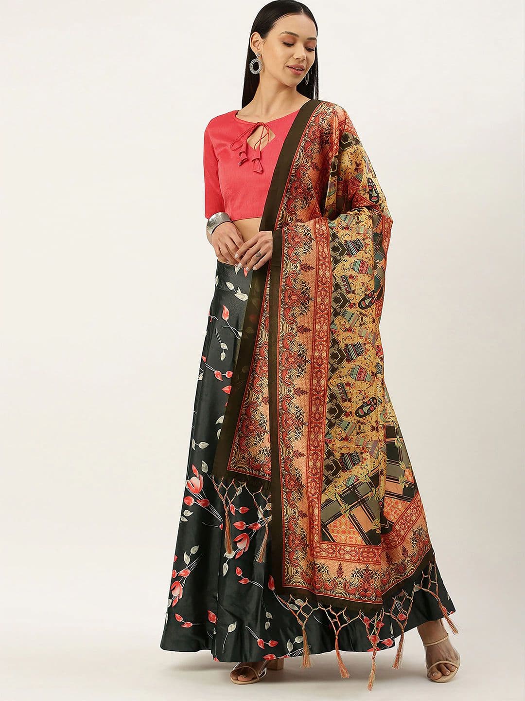 Kaizen TEXO FAB Printed Semi-Stitched Lehenga & Unstitched Blouse With Dupatta - view 1