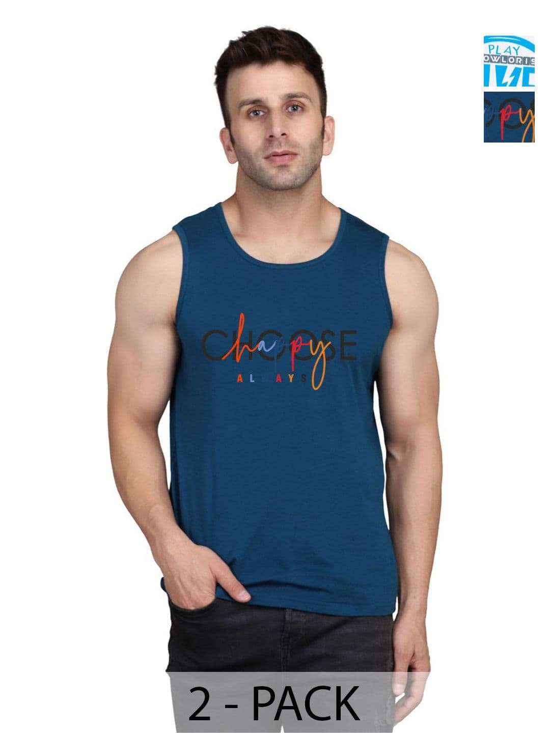 SLOWLORIS Men Pack Of 2 Typography Printed Round Neck Cotton Slim Fit T-Shirts - view 1