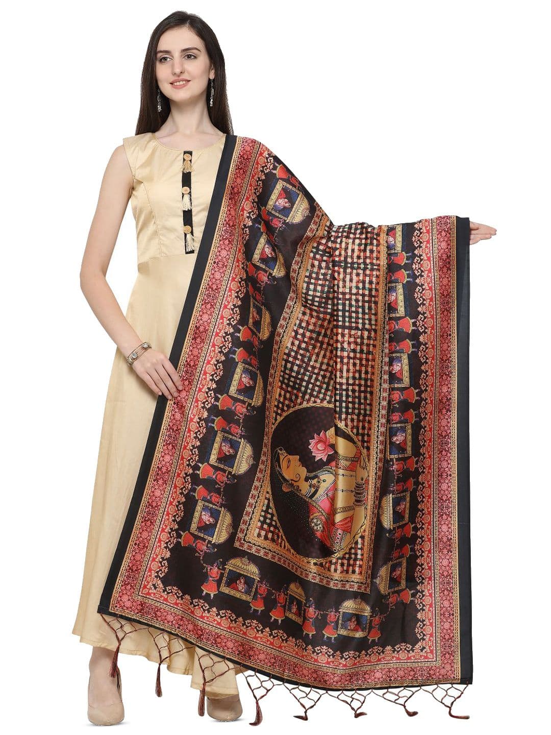 Kaizen TEXO FAB Ethnic Motifs Printed Silk Dupatta - view 1