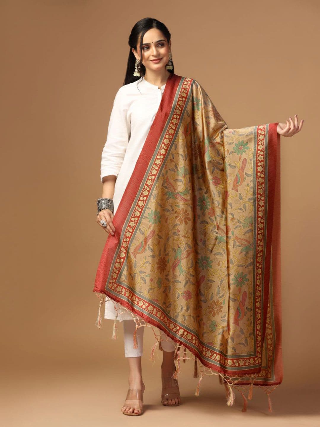 Kaizen TEXO FAB Ethnic Motifs Digital Printed Assam Silk Dupatta - view 1