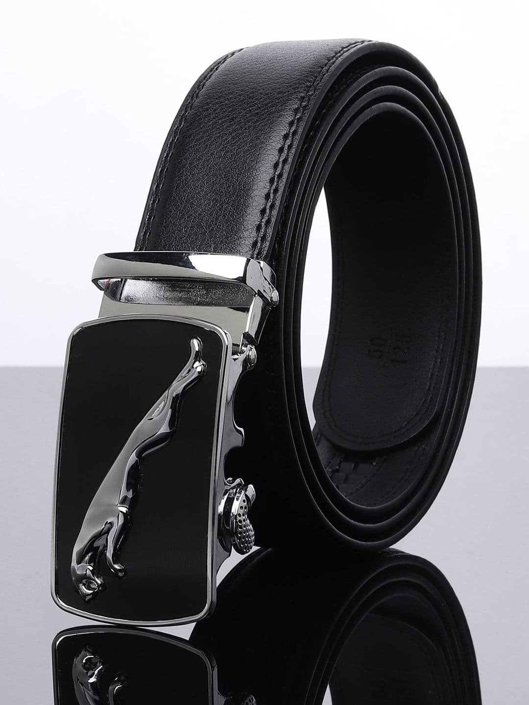 WINSOME DEAL Men Textured Slider Buckle Closure Formal Belt - view 1