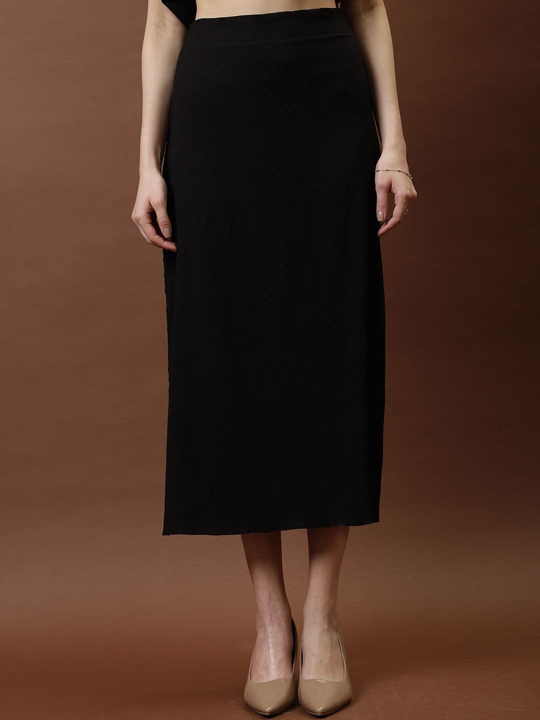 Athena Striped A-Line Pleated Midi Skirt - view 1