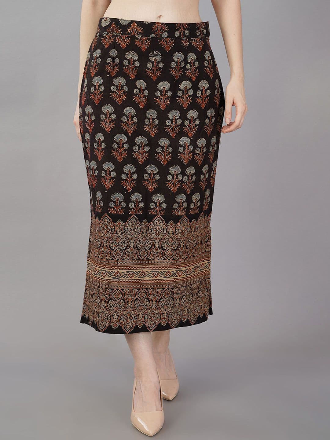 NAVSYAA Printed Cotton Straight Skirts - view 1
