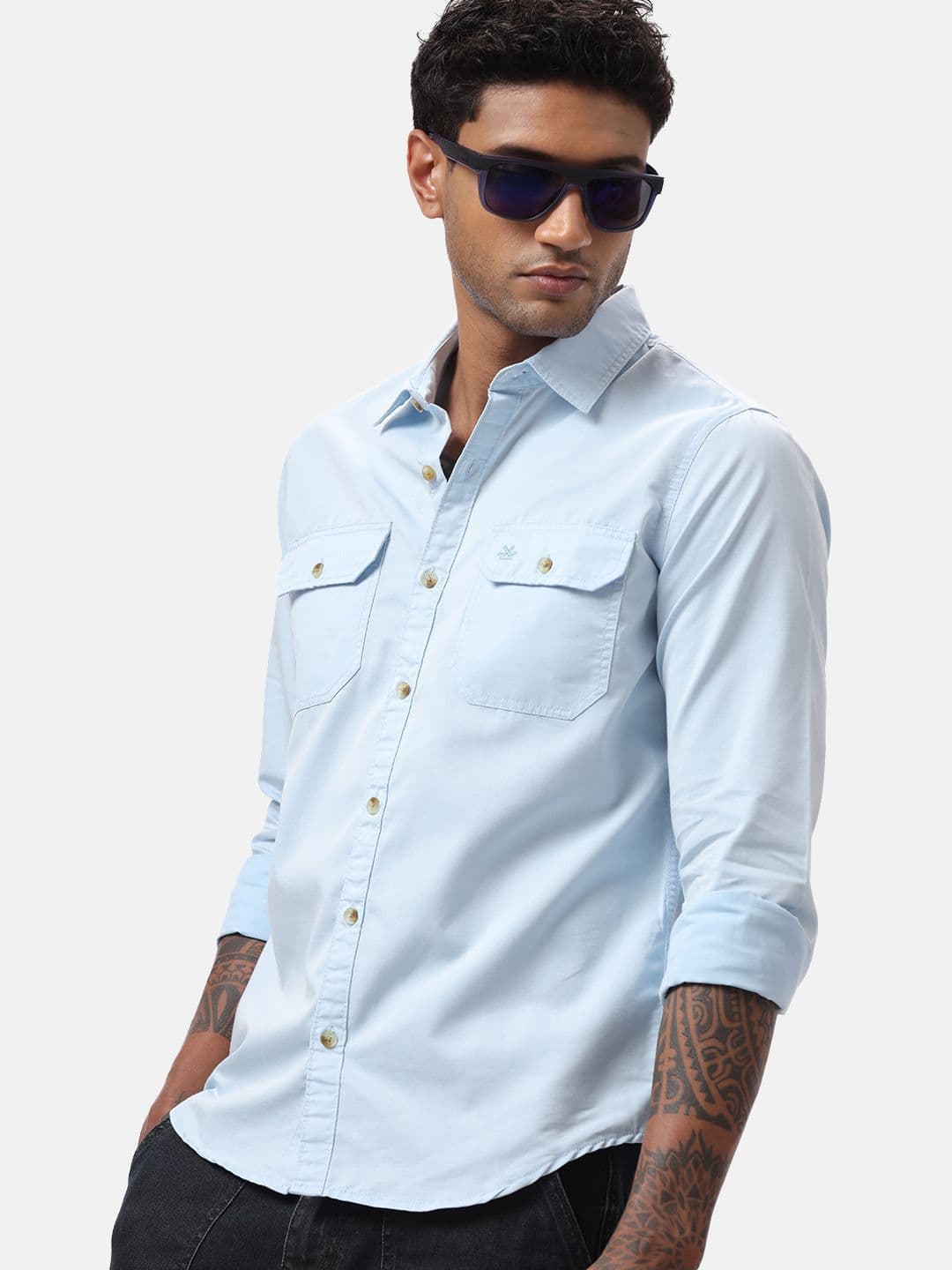 WROGN Men Custom Spread Collar Solid Cotton Casual Shirt - view 1