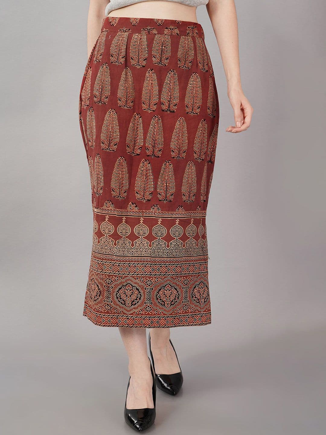 NAVSYAA Handblock Printed Pure Cotton Maxi Skirt - view 1